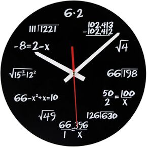 8" Math Clock, Timelike Unique Wall Clock Modern Design Novelty Maths Equation Clock - Each Hour Marked by a Simple Math Equation