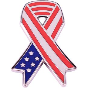 zhanghaoran Ribbon American Flag Enamel Pin US Flag Lapel Pin American Patriotic Ribbon Collar Pin American Pride Badge Brooch Independence Day Celebrations