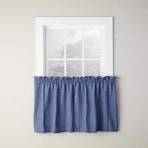 SKL Home Hopscotch Window Curtain, 36" (L) Tier Pair, Denim