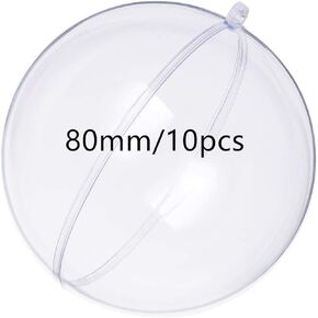 Clear Plastic Fillable Ornaments Ball, DIY Ornaments for Christmas, Wedding, Party, Home Decor (80mm Diameter/ 10pcs)