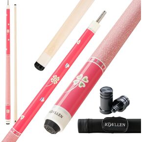 KONLLEN KL-Pink Carbon Fiber Pool Cue Stick 58" Girlish Lucky Low Deflection Pool Sticks with 11.5mm/12.5mm Tip