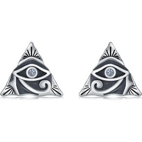 925 Sterling Silver Eye of Horus Stud Earrings for Women Vintage Ancient Egyptian Blue Eye of Horus Ear Studs for Teens Girls Spiritual Protection Jewelry Gift