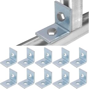 10 Pcs 2 Hole L Shaped 90 Degree Angle Connector Bracket Fit for 1-5/8" Wide Taller Strut Channel, 1/2" Bolt,Thickness 1/5'', Width 1-1/2",Steel Surface Electrogalvanized