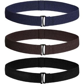 3 Pcs No Show Invisible Belt for Women/Men Elastic Waist Stretch Belt With Flat Buckle for Jeans Pants Dresses
