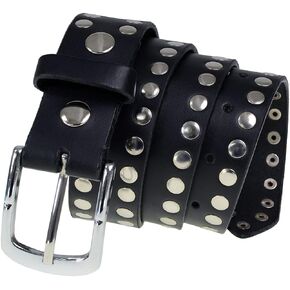 Milwaukee Leather MP7100 Men's Studded Black Genuine Leather Belt for Biker with Buckle - 1.5 inches Wide