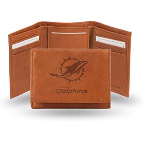 Rico Industries NFL Embossed Leather Trifold Wallet, Miami Dolphins