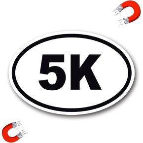 5K Marathon Black Oval Magnet Decal, 4x6 Inches, Heavy Duty Automoitve Magnet for Car Truck SUV