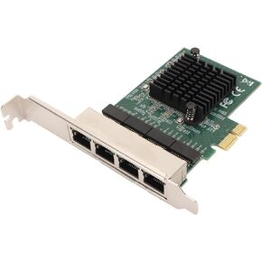 NA8111 T4 4-Port Gigabit Ethernet PCIe X1 Network Interface Card RTL8111 Chip, Server Network Card for Windows, Stable Connection, Low Power Consumption, Multi System