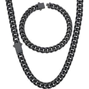 ChainsHouse 7mm 22" Cuban Chain Necklace Men Bracelet 19cm