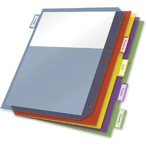 Cardinal Plastic Binder Dividers, Double Pocket, 5-Tab, Insertable Multicolor Tabs, Letter Size, 1 Set (84003)