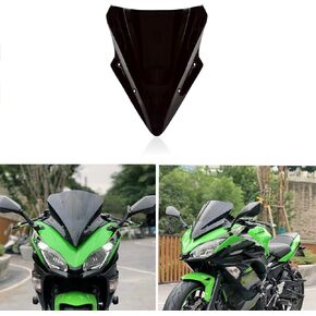 Windshield Windscreen Double Bubble for Ninja 650 ER6F 2017 2018 2019 (Black)