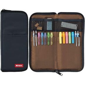 LIHIT LAB Slim Pen/Pencil Pouch, 0.7 × 3.9 × 8.5 Inches, Black (A7652-24)