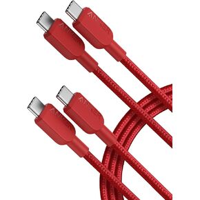 Anker USB C Cable, USB C to USB C Cable (6ft,2Pack,Red), (60W/3A) Type C Charger Cable Fast Charge for iPhone 15/15Pro/15Plus/15ProMax, Samsung Galaxy S23, iPad Pro 2021, iPad Air 4, MacBook Pro 2020