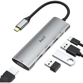 USB C Hub,USB C Hub Multiport Adapter 4K@60Hz AorZ 5 in 1 USB C to Hdmi Adapter with 1 * 4K HDMI Output, 3*USB 3.0 Ports,1*PD, Adapter for MacBook,Steam Deck and Most Type C Devices