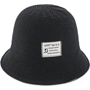 Stylish Summer Bucket Hat Wig for Women,Sun Hat with Hair Attached via Magic Tape for Women