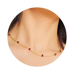 Dainty Gold Necklace for Women,Trendy 18k Gold Plated Sterling Silver Choker Necklace Thin Beaded Blue Sapphire Choker Necklaces Womens Simple Jewelry Gift for Valentines Day