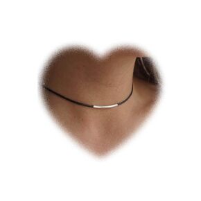 Bohemian Arc Bar Pendant Necklace Balance Tube Bar Necklace Black Leather Choker Necklace Black Rope Chain Necklace Jewelry for Women and Girls Gifts (Gold bar)