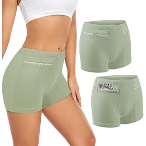 Women's Underwear with Secret Pocket Panties, 2 Packs Anti Pickpocket Travel Boxers (Mint Green)