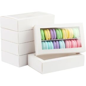 zmybcpack 30 عبوة من صناديق الماكرون لـ 12 قطعة، صندوق هدايا الماكرون مع نافذة شفافة، صناديق مخبوزات بيضاء، صندوق تغليف البسكويت للماكارون، الشوكولاتة، حلويات الكمأة، الكعك in Kuwait