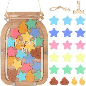Reward Jar for Kids Toddlers, Potty Chart Behavior Reward Chart and Chore Chart for Boys Girls Home Potty Training Stars Reward Bottle Incentive Chart Classroom Management Tool Motivate Responsibility