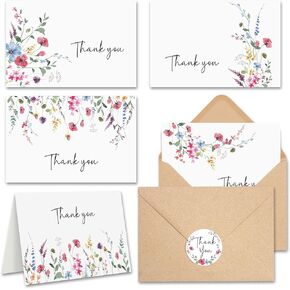 AUDREE 20 Pack Blank Cards and Envelopes 4x6 - Watercolor Single Blank Greeting Cards with Envelopes and Matching Sticker - Blank Note Cards and Envelopes for All Occasions
