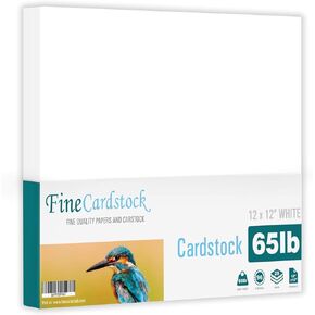 12 x 12 Fine Square Cardstock - Cover Bright White Thick Paper Card Stock Smooth Finish | 65lb (176gsm) | 25 Sheets Per Pack