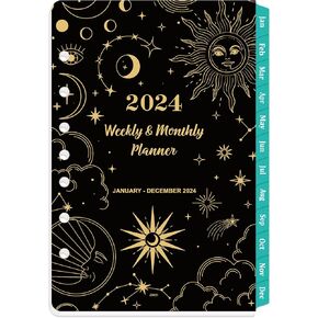 عبوات مخطط 2024 - عبوات مخطط 2024، يناير 2024 - ديسمبر 2024، إدراجات مخطط 2024، 5.5 بوصة × 8.5 بوصة، عبوات مخططة أسبوعية وشهرية 2024، إدراجات مجلد مع 7 علامات تبويب شهرية مثقوبة in Kuwait