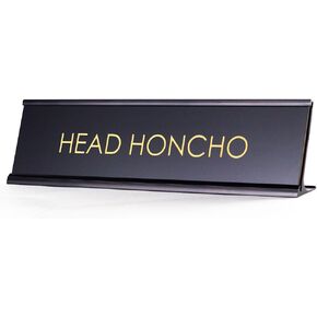 Head Honcho - Black Desk Sign Name Plate for Boss