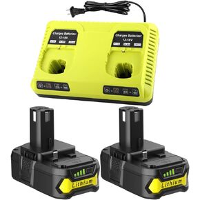 ANTRobut 2Pack Replacement for Ryobi 18V Batteries 3.5Ah + 2-Port P117 Fast Charger for Ryobi ONE+ P108 P107 P105 P103 P102