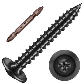 350Pcs #8 × 1/2" Black Truss Head Wood Screws, Quick Metal Self Tapping Screws, Black Screws Zinc Plated Steel, Black Screws for Wood Truss Head Screws by Mywish