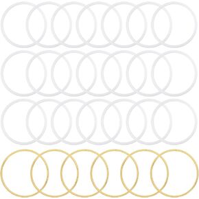 Framendino, 36 Pack 3 Inch Plastic Metal Dream Catcher Rings Floral Hoops for DIY Crafts White Gold