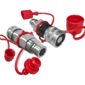 TL36 Flat Face to Ag style Quick Coupler Adapter Set 1/2" body size Convert Tractor Hydraulic to Bobcat Coupling (ISO 16028 to ISO 5675) w/Dust Caps