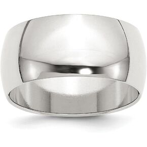 Solid 925 Sterling Silver 10mm Men's Plain Classic Dome Wedding Band Ring
