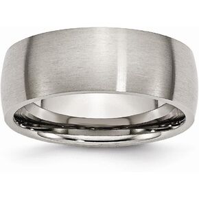 Solid Titanium 8mm Men's Matte Brushed Finish Plain Classic Wedding Band Ring Size 15