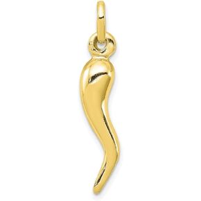 Diamond2Deal Sterling Silver Gold-tone Italian Horn Charm Pendant Gift for Women (L-30 mm, W-6 mm)