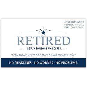 Retirement Business Cards/Funny 2.5" x 3" Retirement Business Cards Retirement Gift / 50 Cards Per Pack