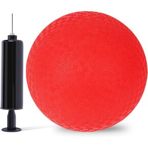 AMOR PRESENT Playground Ball, 8.5inch Inflatable Kickballs with Pump, Red Handball Rubber Dodgeball for Kids Beach Toy Sports Games Yoga Exercises Indoor Outdoor Pool Party