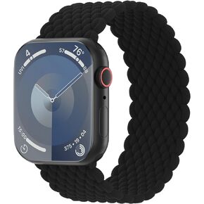 Stretchy Braided Solo Loop Compatible with Apple Watch Band 38mm 40mm 41mm 42mm 44mm 45mm 49mm Women Men, Elastic Nylon Strap Sport Wristbands for iWatch Series 9/8/SE/7/6/5/4/3/2/1/Ultra