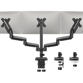 حامل شاشة ثلاثي، حامل شاشة مكتبي لـ 3 شاشات كمبيوتر حتى 32 بوصة، ذراع شاشة ثلاثي مع زنبرك غاز، حامل شاشة عالي التحمل يحمل ما يصل إلى 17.6 رطل لكل واحدة، حامل Vesa 75x75، 100x100 in Kuwait