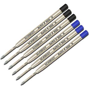 Lanier Combo Pack - 6 Pack - Schmidt P900 B Parker Style Ballpoint Refill Black/Blue Ink Broad Tip