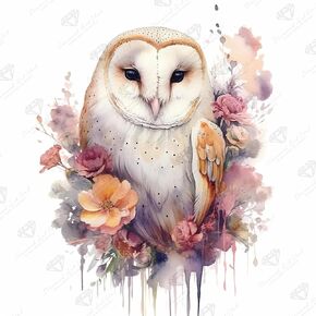 DIAMOND ART CLUB Austere - Owl Diamond Painting Kit, Fun DIY Crafts for Adults and All Ages, Round Diamond Art Canvas for Beginners, 13" x 13" (32.8 x 32.8 cm)