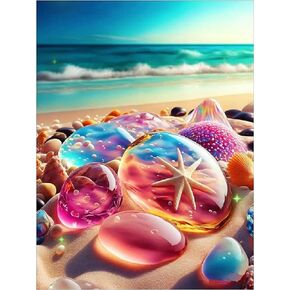 Maripabon 5D Diamond Art Painting Kits for Adults Colorful Beach Stones Full Drill DIY Diamond Art Kits Aesthetic Stones Picture Art for Home Wall Decor, 11.8x15.7 inch（Style D）