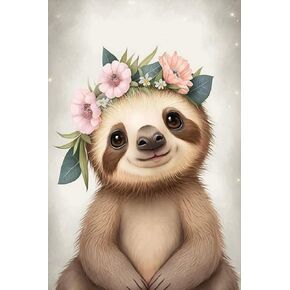 STOJAN Diamond Painting Kits Sloth in A Garland, Diamond Painting 5D Full Diamond Digital Painting Adult Children DIY Craft, Suitable for Room Decor Cafe Decor Or Gift for Friends 8X12Inch