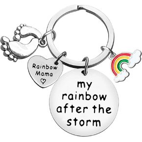 New Mom Jewelry Gifts Mom to Be Gift Keychain Inspirational Jewelry Rainbow Jewelry Pregnancy Announcement Baby Announcement Gifts My Rainbow After The Storm,Encouragement Gift