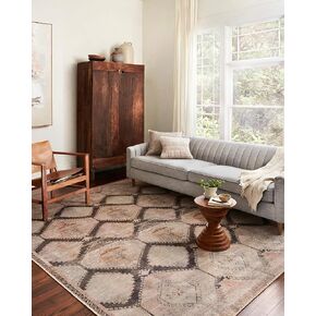 Loloi II Wynter Collection WYN-07 Grey/Charcoal 7'-6" x 9'-6", 13" Thick, Area Rug, Soft, Durable, Printed, Vintage Inspired, Low Pile, Non-Shedding, Easy Clean, Living Room Rug
