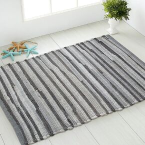 سجادة شاردين هوم بوهو راج مقاس 2x3 قدم سجادة باللون الرمادي والأبيض | سجادة تشيندي منسوجة يدويًا من القطن، سجادة رمي المزرعة | مثالي للممرات والمطابخ والحمامات وغرف النوم | ظلال الرمادي والأبيض in Kuwait