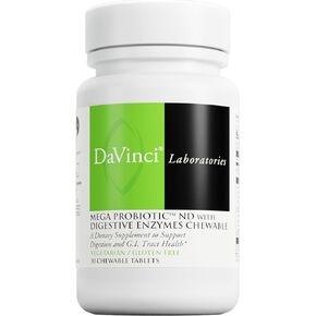 DAVINCI Labs Mega Probiotic ND Digestive Enzymes Chewable - Helps Support Digestive Health with Probiotics & Digestive Enzymes* - Orange Flavor - 30 Chewable Tablets