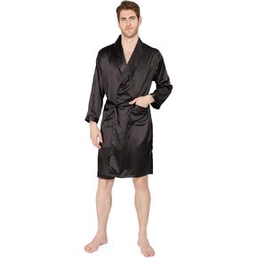 MAGE MALE رداء كيمونو رجالي صيفي فاخر من الساتان الناعم مع شورت ثوب نوم بأكمام طويلة بيجامات مطبوعة أرواب حمام in Kuwait