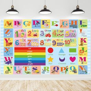 Roetyce Toddlers Educational Poster - ABC Alphabet, Numbers, Animals, Rainbow Color and Shapes Learning, Kindergarten Homeschool Supplies, ABC Learning for Toddlers, Preschool Classroom Decorations in Kuwait