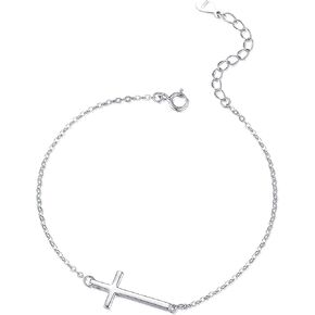 S925 Sterling Silver Cross Stars Heart Dots Beads Plus Anklet Bracelet for Women Foot Ankle Adjustable Jewelry